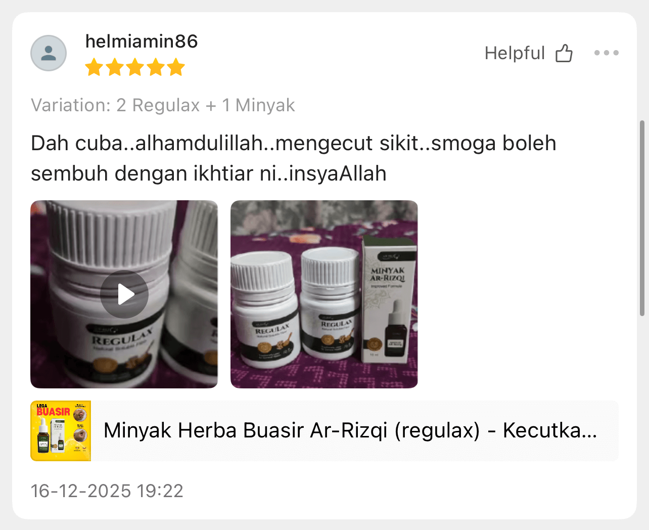 Review sebenar pengguna