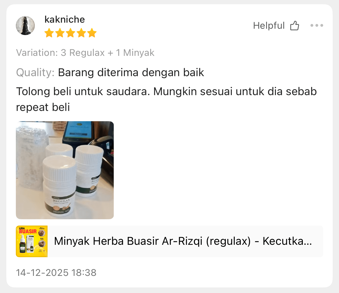 Review sebenar pengguna